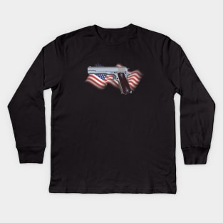 American Patriotic Semi-automatic Pistol Kids Long Sleeve T-Shirt